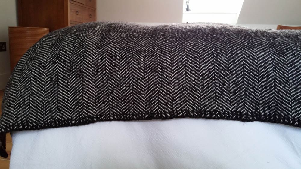Herringbone tweed used as a throw