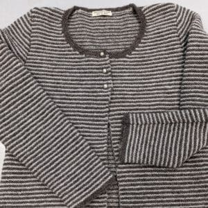 Stripy hand knitted cardigan